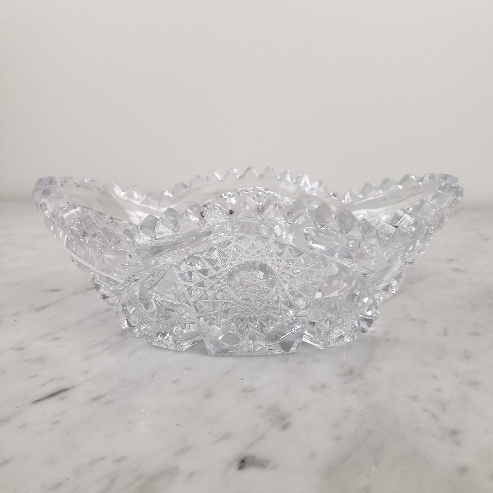 Vintage Imperial Glass Ohio Nucut Clear Olive Dish Bowl